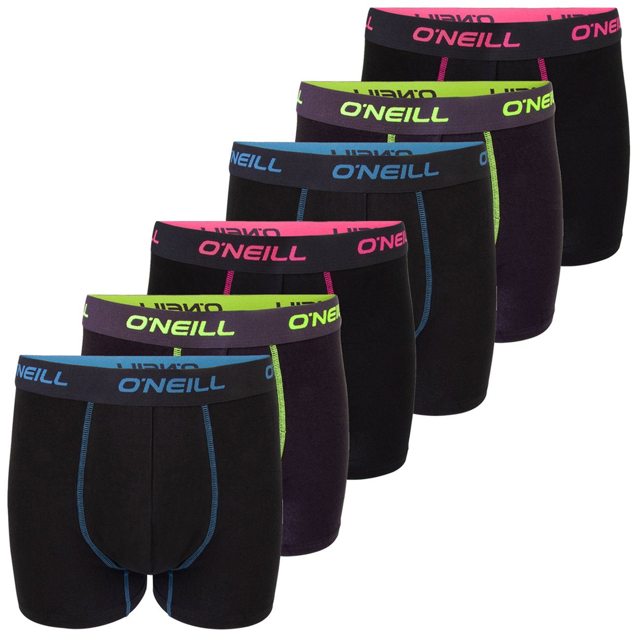 O'Neill Boxershorts Herren Retroshorts Männer Unterwäsche (Vorteilspack, 6-St) Basic Boxer mit Stretch