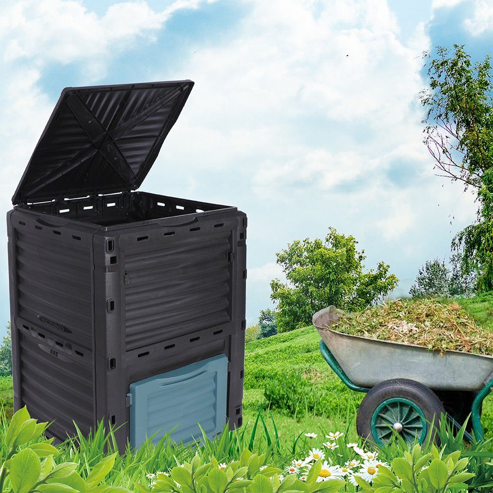 300L Kompost Behälter,Komposter,Thermokomposter,Schnellkomposter,Kunstoff,Garten 