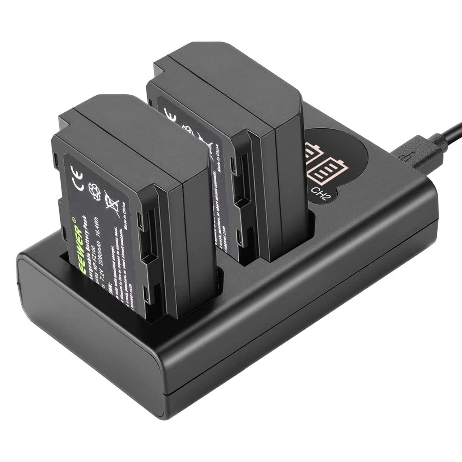 Neewer 2er Pack NP-FZ100 Ersatzakku 2280 mAh und Dual Slot Ladegerät für Sony Kamera-Akku 2280 mAh, kompatibel mit A9 III/II, A7R A7 A7C, ZV-E1, ZV-E10 II, FX3, FX30 usw.