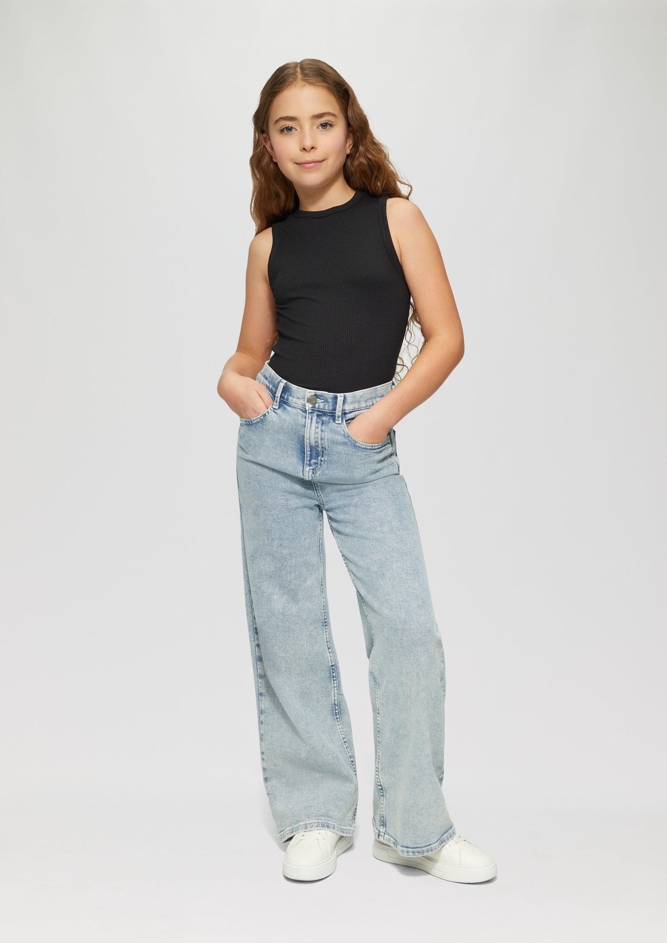 s.Oliver Muskelshirt T-Shirt Verkürztes Slim-Fit-Top mit Rippstruktur