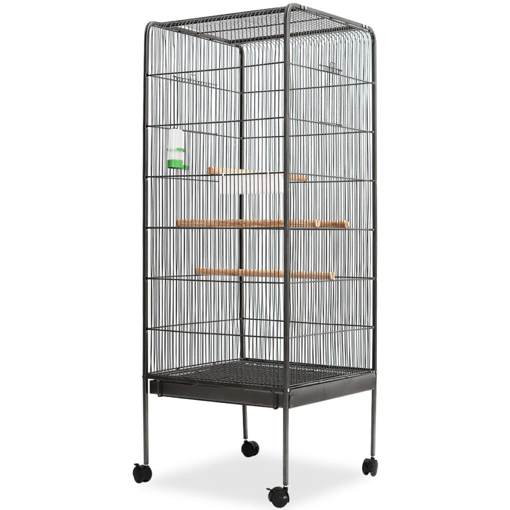 vidaXL Vogelkäfig, Vogelkäfig Schwarz 54x54x146 cm Stahl