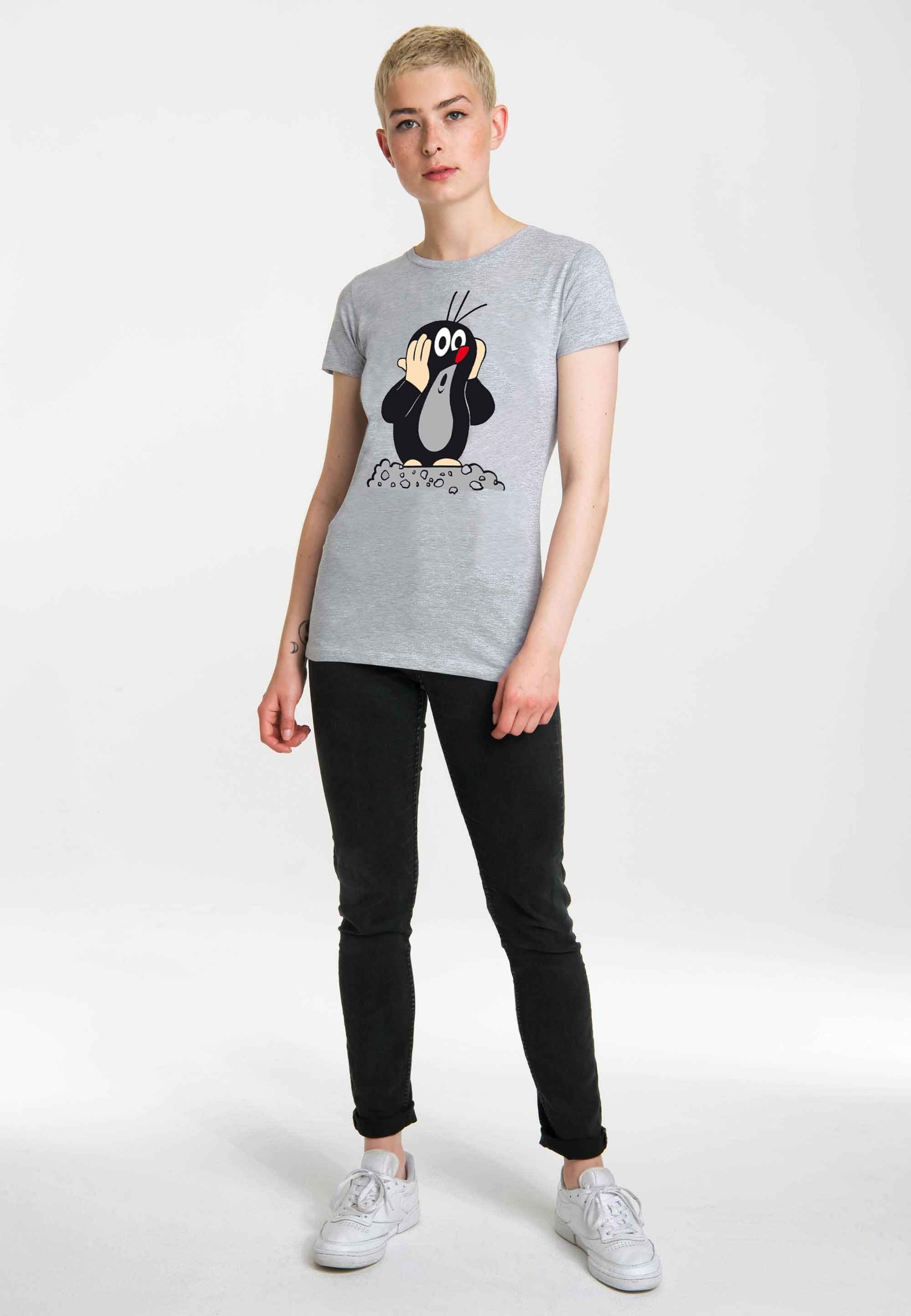 LOGOSHIRT T-Shirt Der mit lizenziertem kleine Print Maulwurf