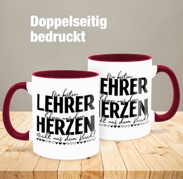 Shirtracer Tasse Die besten Lehrer lehren aus dem Herzen - Nicht aus dem Buch, Keramik, Lehrer