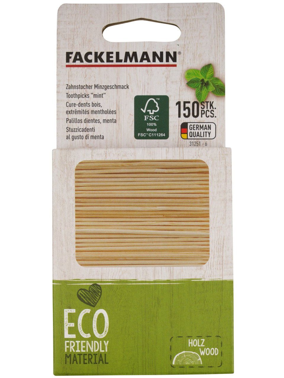 FACKELMANN Mundpflegecenter Fackelmann Zahnstocher Minze 150 Stück