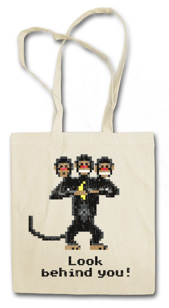 Urban Backwoods Beuteltasche Look Behind You Stofftasche Monkey The Game Secret Of Affe Nerd Island (1-tlg), Three Headed Monkey Kult
