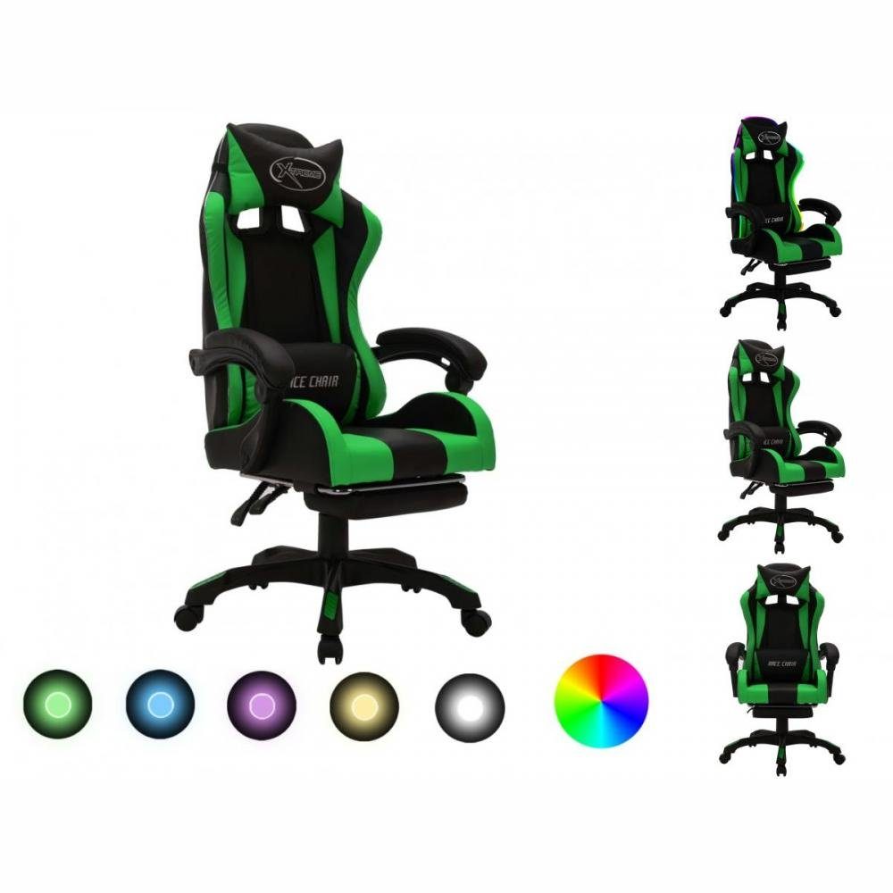 Kunstleder und Bürostuhl RGB Grün mit Schwarz LED-Leuchten vidaXL Gaming-Stuhl
