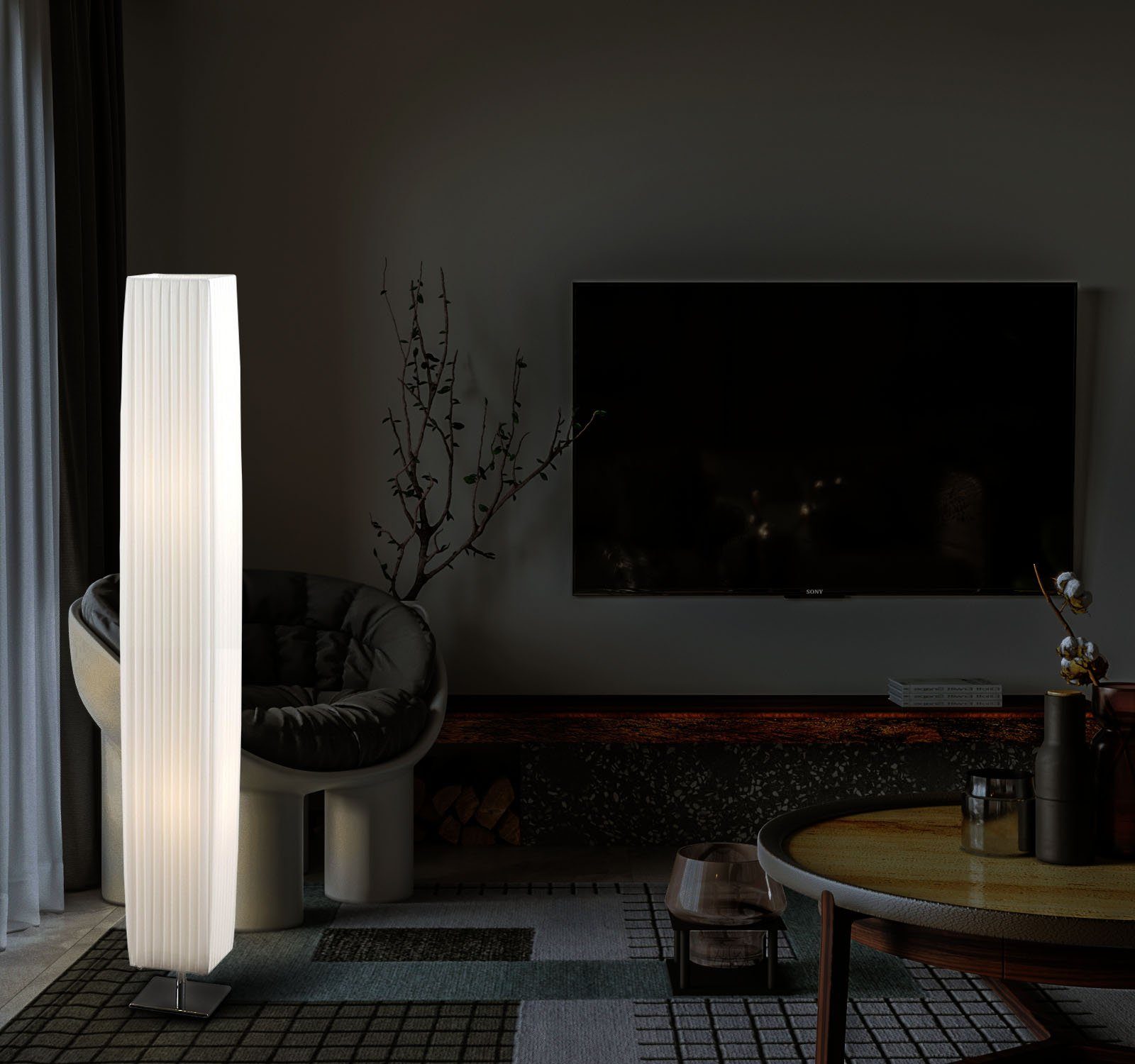 TRANGO Stehlampe, 120S Design Plissee Stehleuchte günstig online kaufen