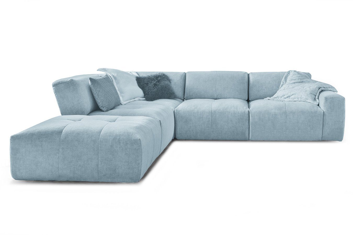 daslagerhaus living Big-Sofa Ecksofa Paddy blau Stoff