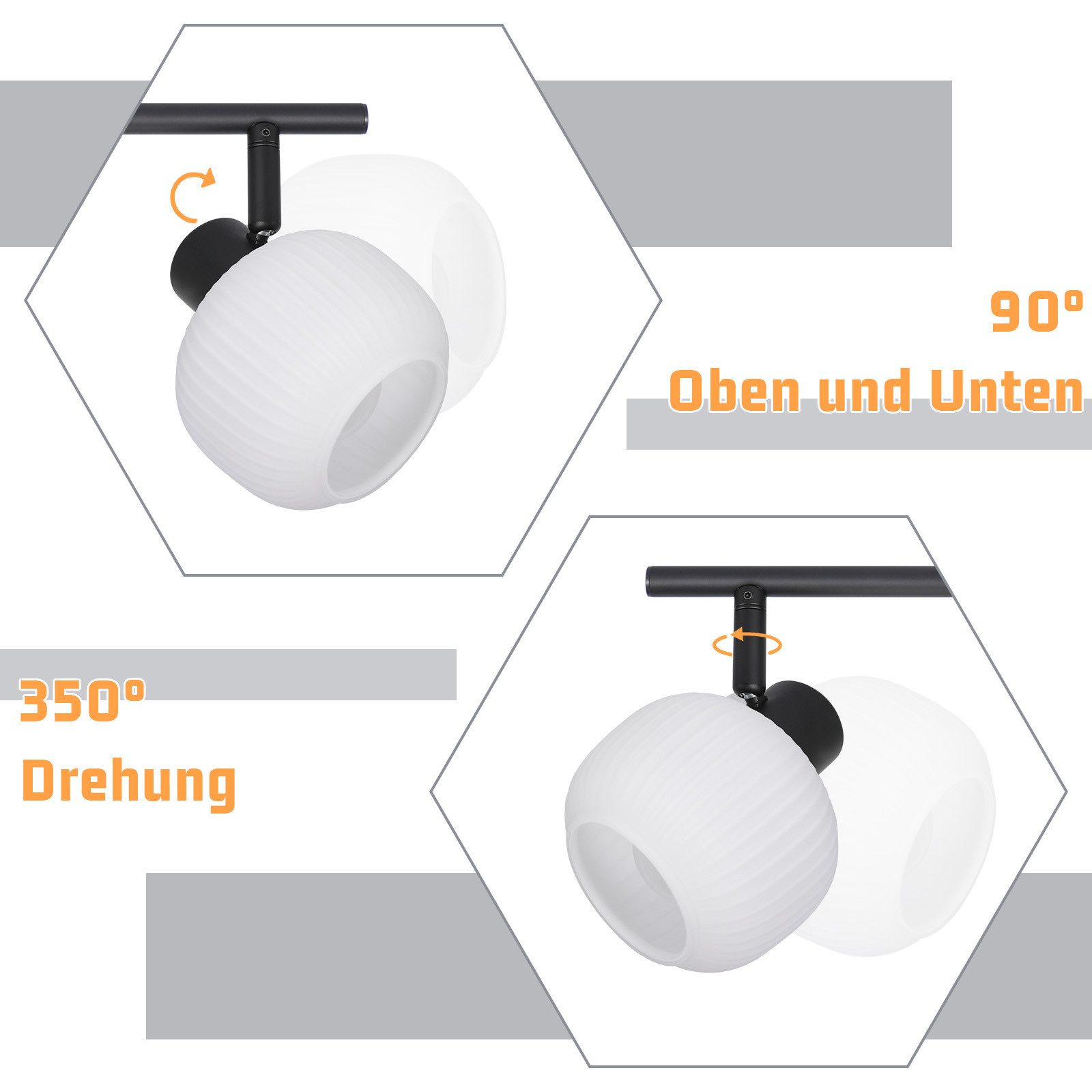 ZMH Deckenstrahler 2/3/4 Flammig E14 Glas günstig online kaufen