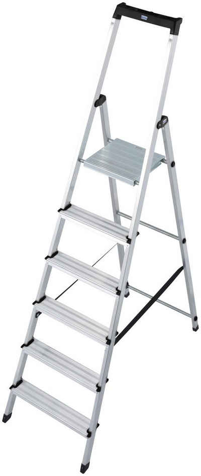 KRAUSE Stehleiter Solidy, Aluminium, 1x6 Stufen, Arbeitshöhe ca. 327 cm