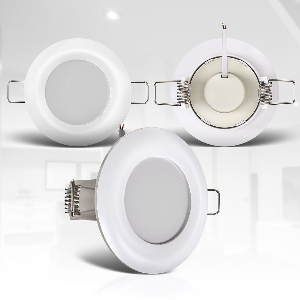 B.K.Licht LED Einbauleuchte, LED haben eine Stunden Spot integriert, Strahler 25.000 SET, Watt fest flach Badlampe 5W Module Die 5 beträgt LED stromsparenden Lebensdauer Einbaustrahler Neutralweiß, IP44 5er