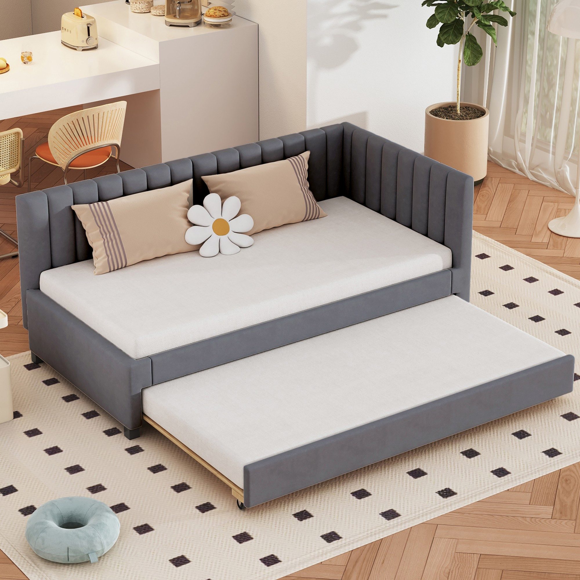BlingBin Polsterbett mit Ausziehbares Schlafsofa, Daybett, Einzelbett (1er günstig online kaufen