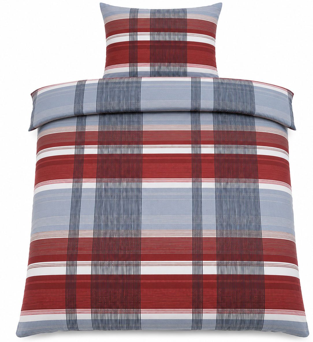 KH-Haushaltshandel Bettwäsche, Renforcé, Bettwäsche, 135x200cm, Baumwollmischgewebe, rot, kariert