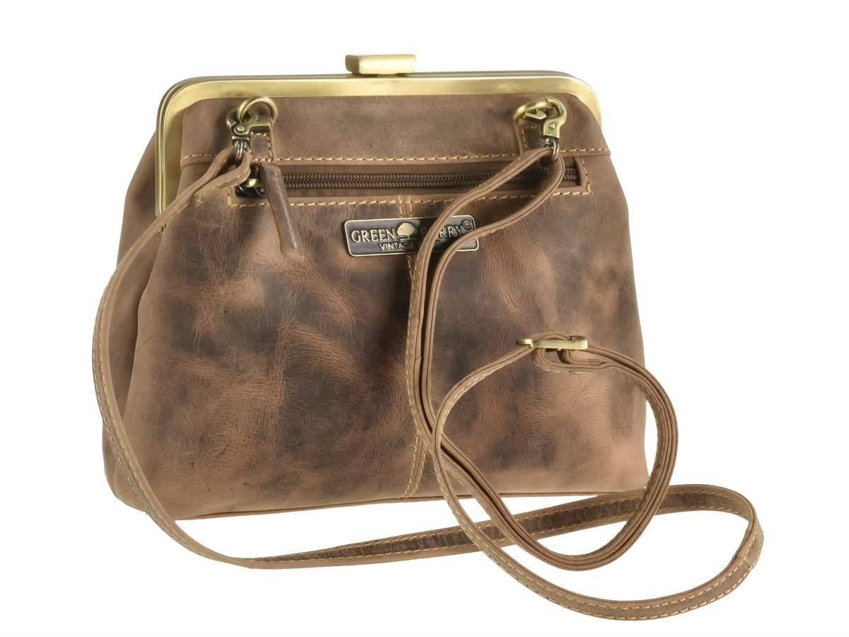 Greenburry Umhängetasche "Vintage" Leder, used Look, Schultertasche, für Damen, Handtasche mit Bügelverschluss