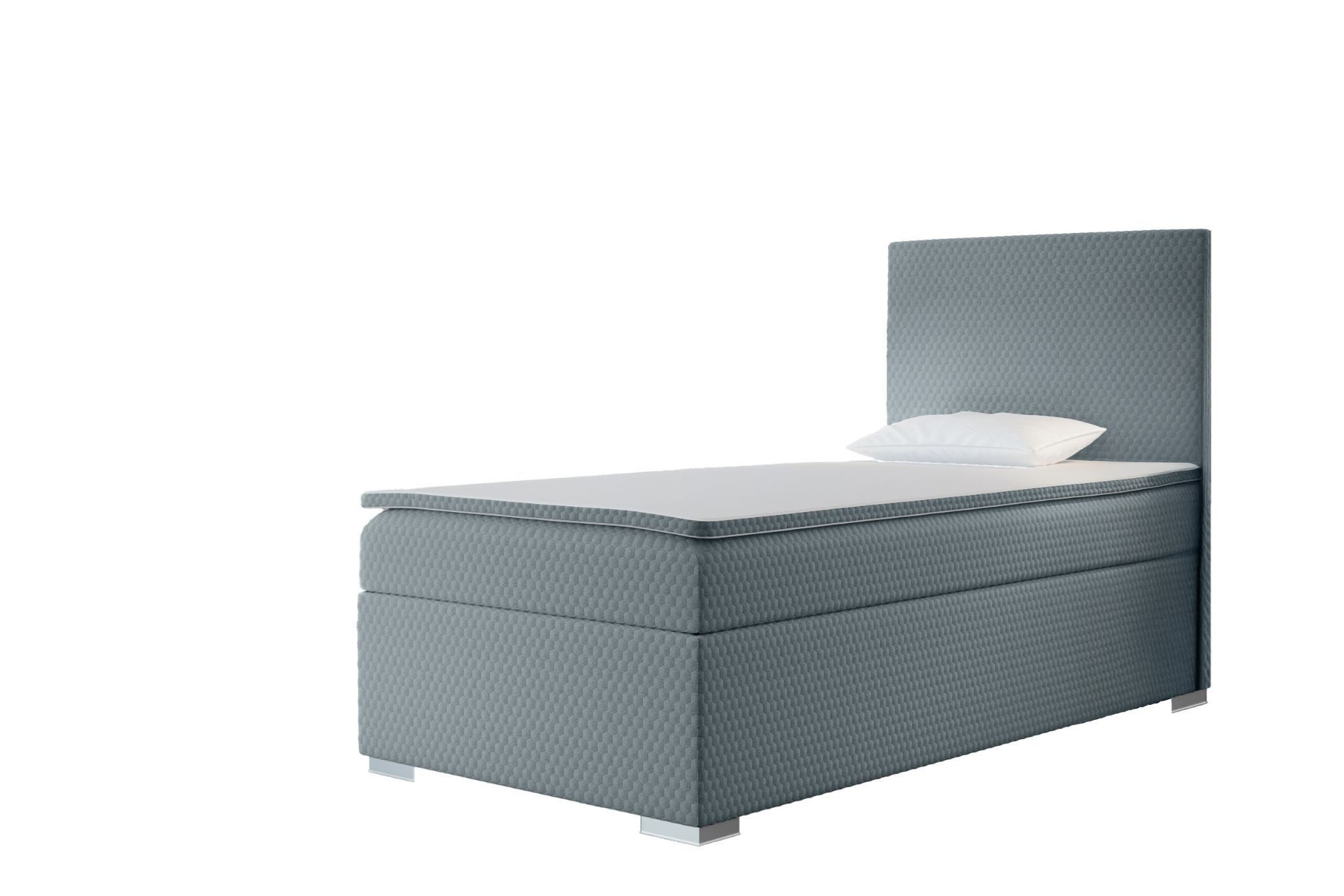Kaiser Möbel Kinderbett Boxspringbett mit bettkasten matratze topper ICON (Komplettset (Bett + Matratze + Topper), Kinderbett mit Matratze und Topper, Komplettset), Gepolsterte Seiten mit Rundungen,3D-geprägter Bezug (SAWANA)