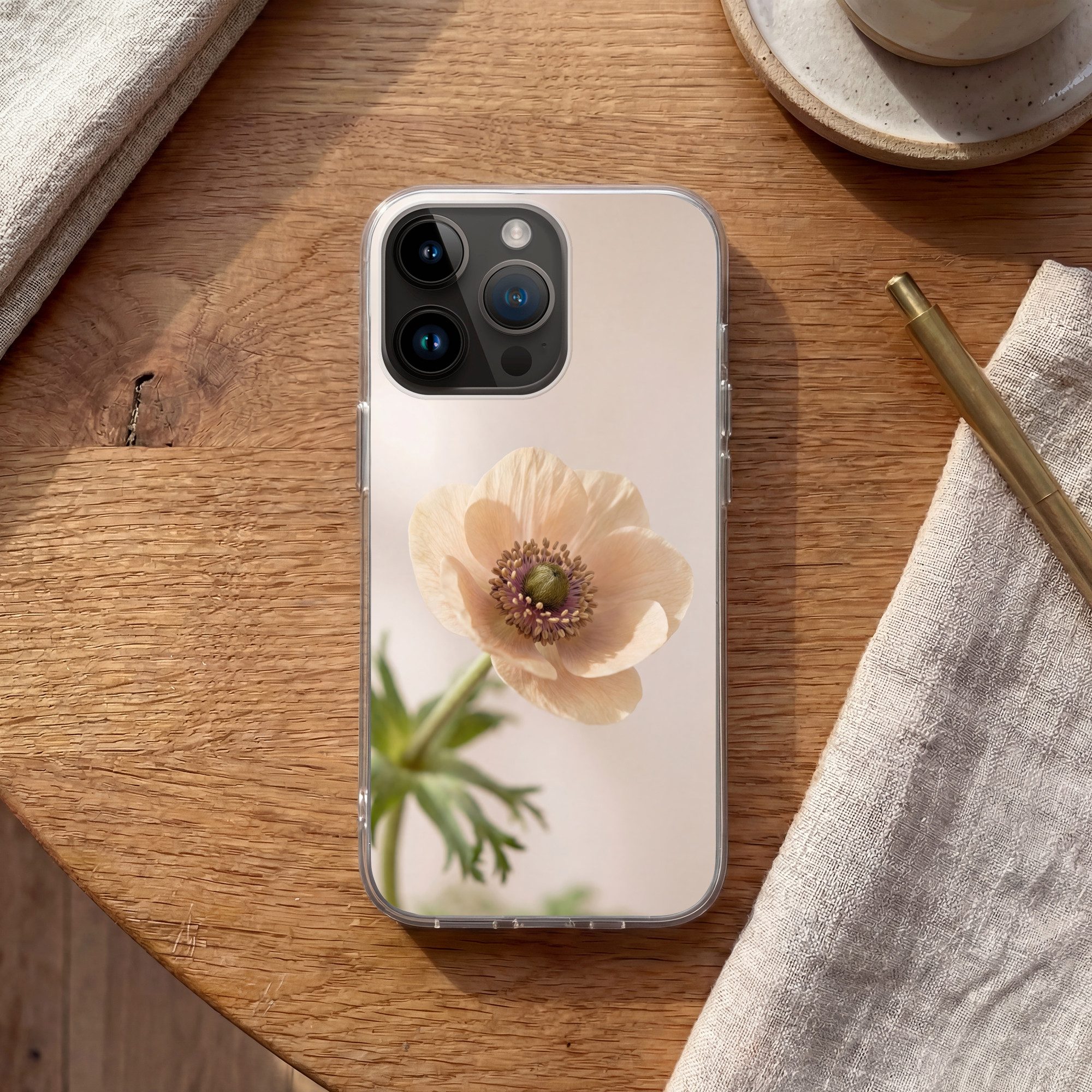 MuchoWow Handyhülle für Apple iPhone 14 Pro Max Blume - Minimalistisch - Grün, Smartphone-Bumper, Print, Handy Schutzhülle Dünn