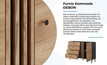 Furnix Kommode DEBON Sideboard D4S Eiche Handwerk Gold Anthrazit, industriel Design, B138,1 x H96,3 x T40 cm, Made in EU