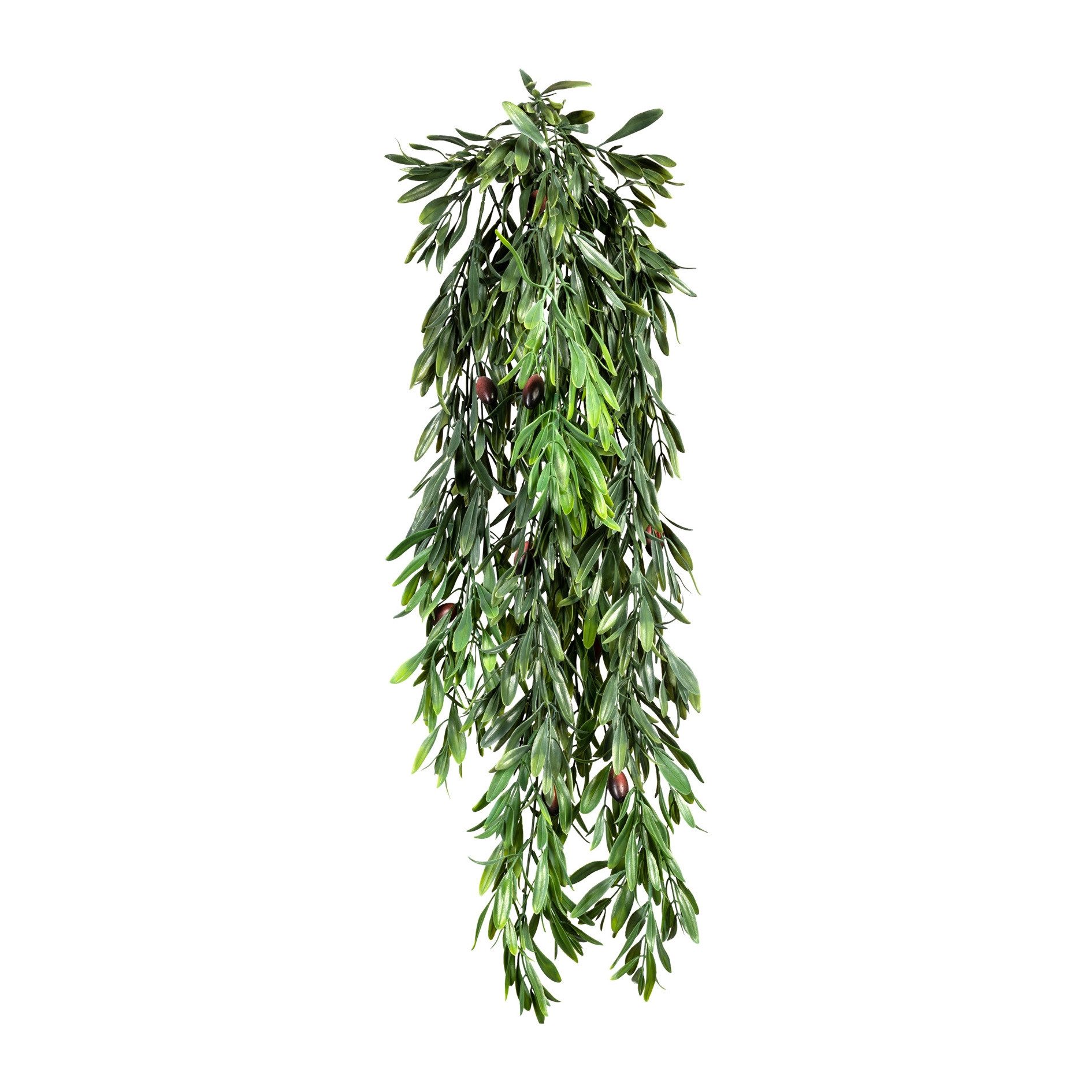 Kunstranke Olivenblatthänger ca 85cm, 10 Früchte,Kunststoff, grün Kunstpflanze