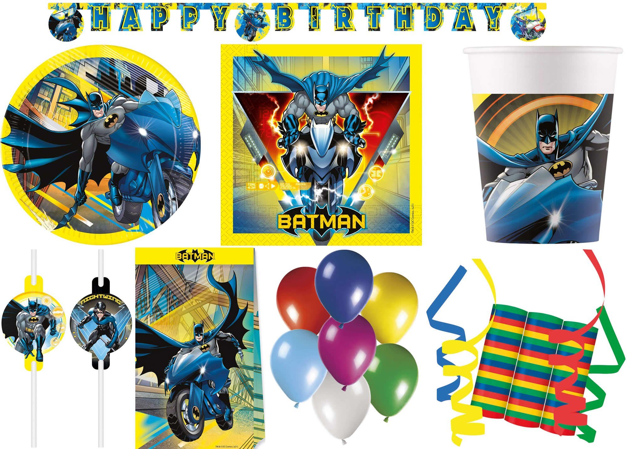 Procos Einweggeschirr-Set 157-tlg Set Kindergeburtstag Party Feier Deko Motto Batman Rogue Rage (157-tlg), 8 Personen