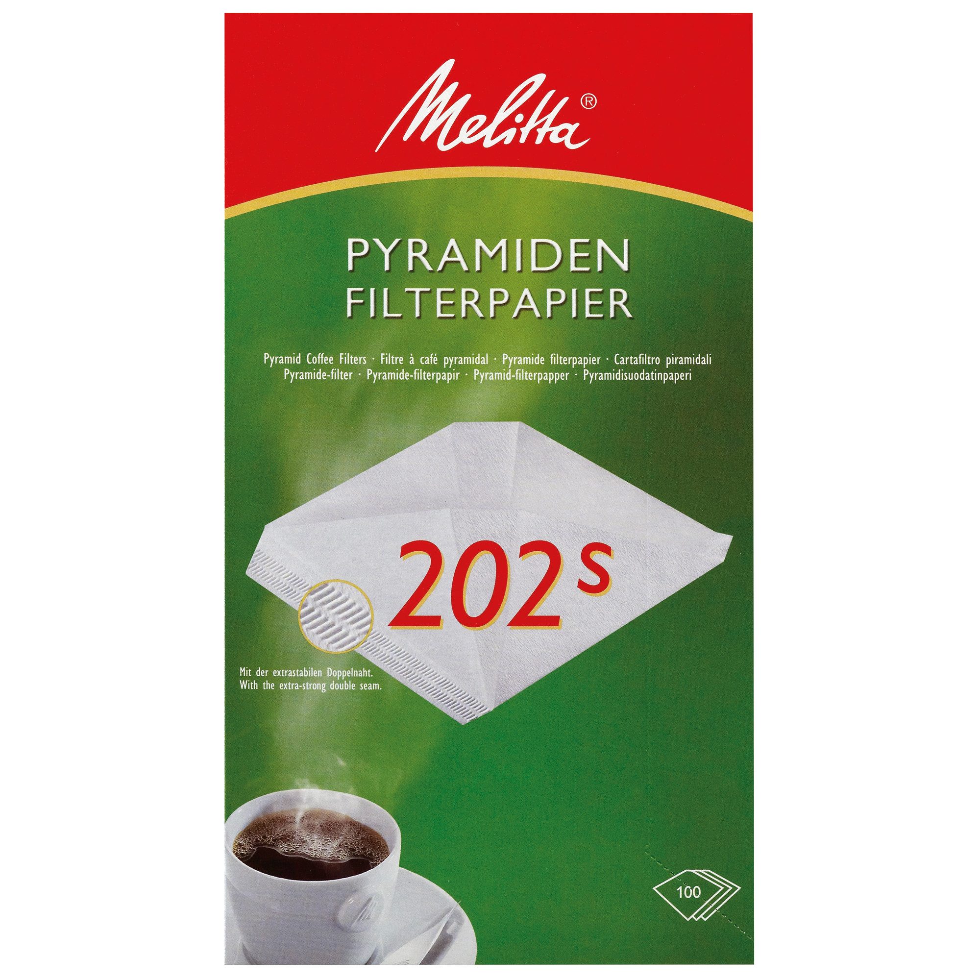 Melitta Papierfilter Kaffeefiltertüte 202S 14576 weiß 100 St./Pack., Papier