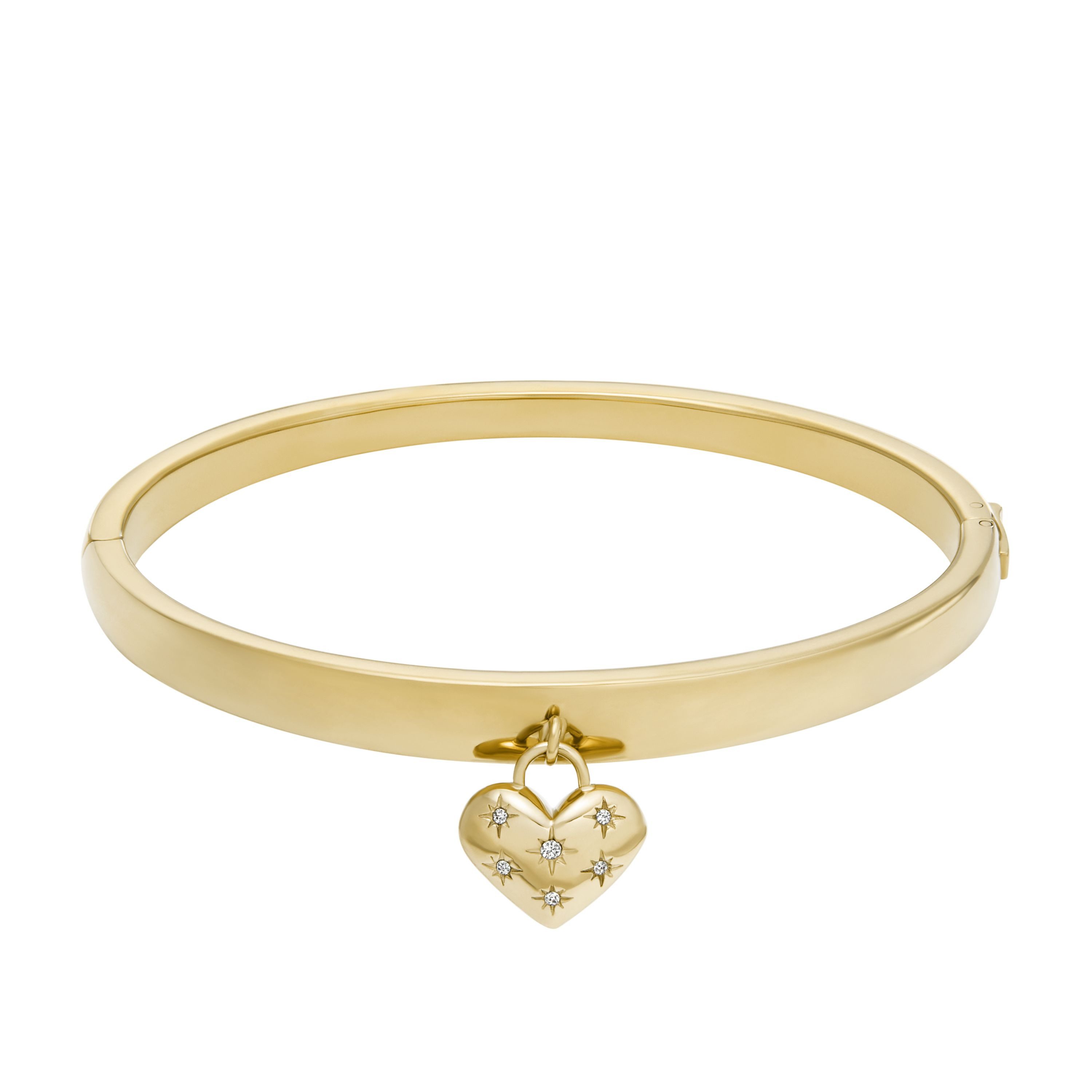 Fossil Armreif Schmuck Geschenk Edelstahl SADIE Herz, mit Glasstein