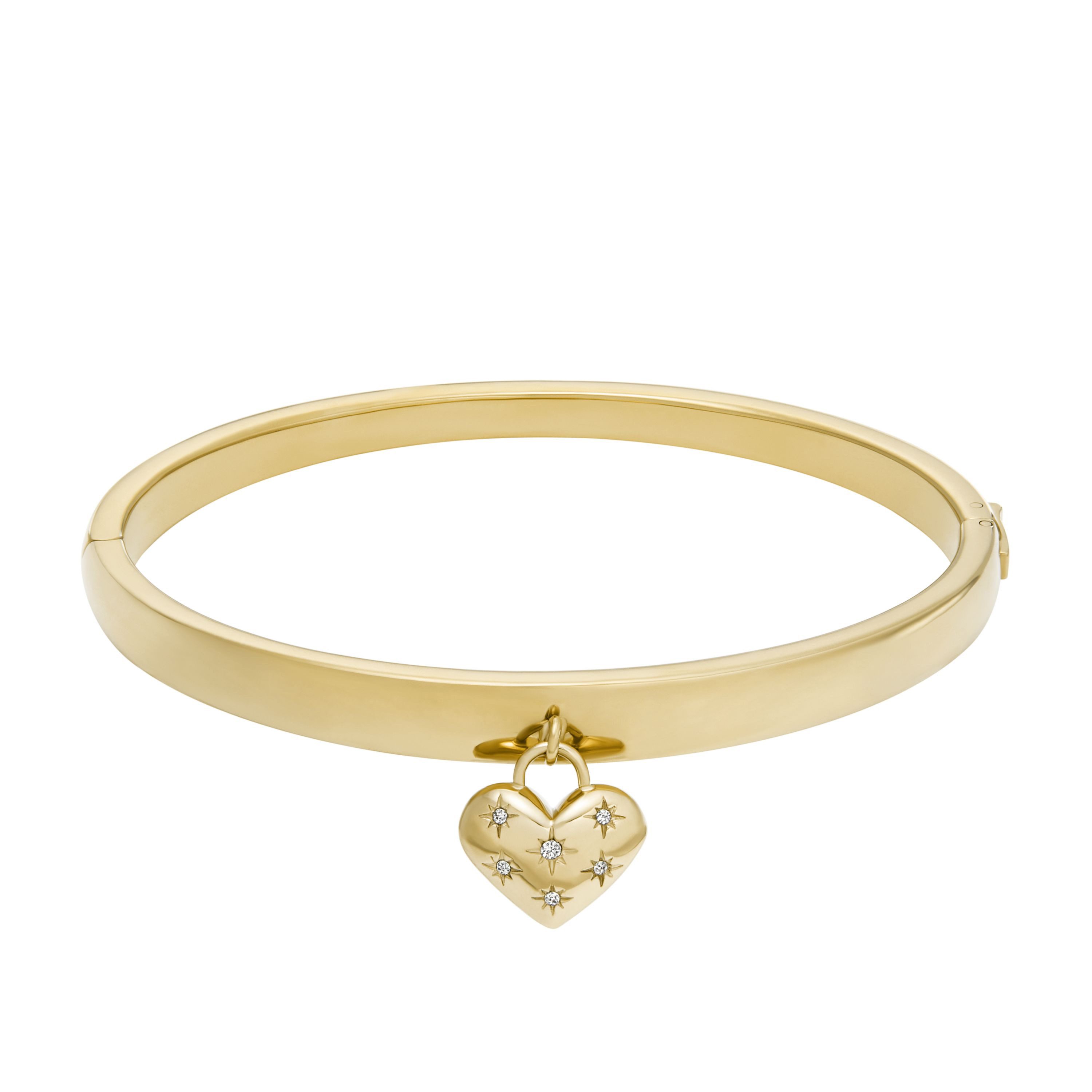 Fossil Armreif Schmuck Geschenk Edelstahl SADIE Herz, mit Glasstein