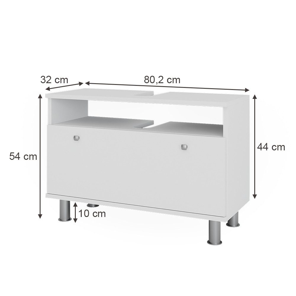 Vicco Waschbeckenunterschrank Fynn, Weiß, 80.2 x 54 cm mit Schublade (1-St)