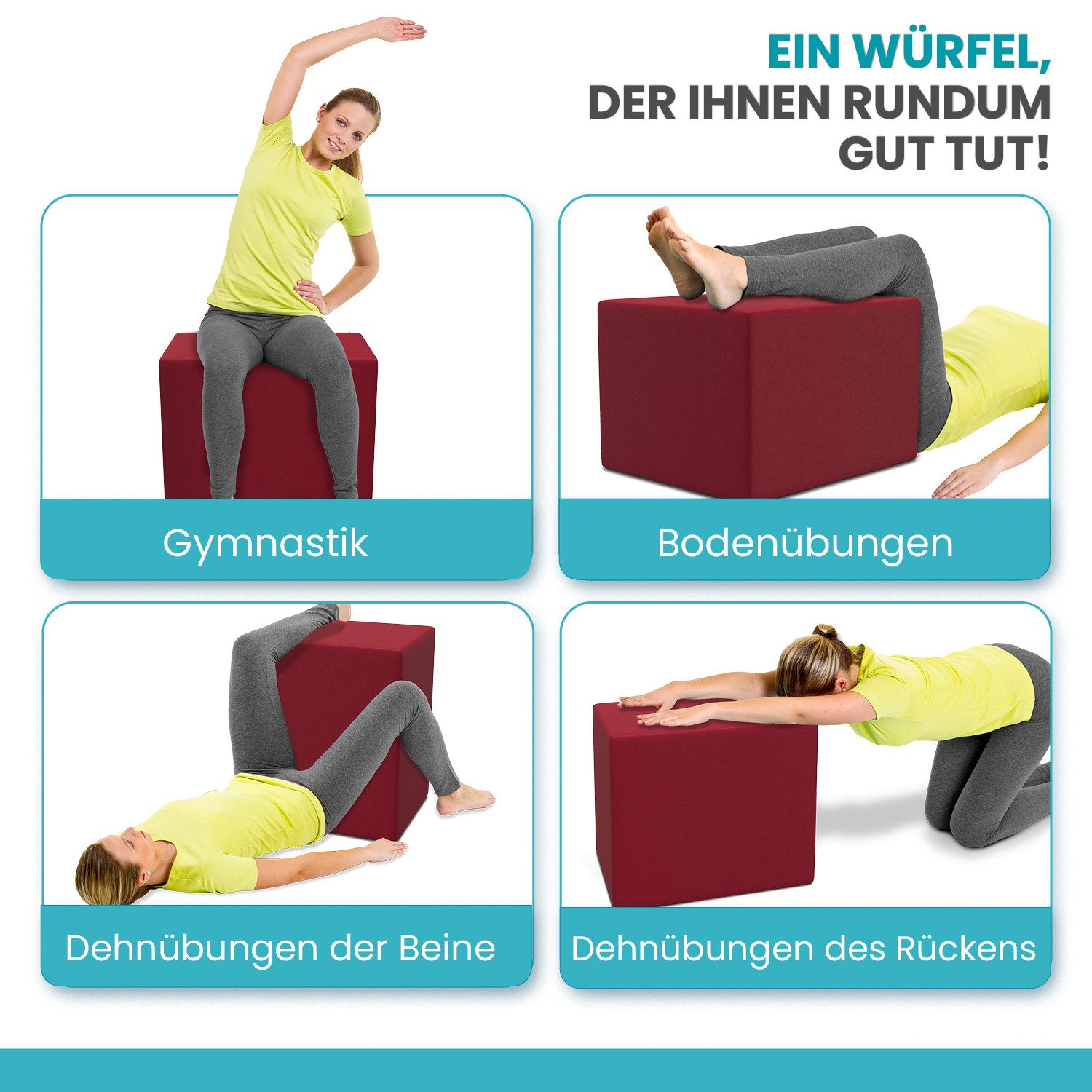 ELONEO Lagerungskissen Stufenlagerungswürfel, Stufenbett mit Bezug, 40x50x50cm