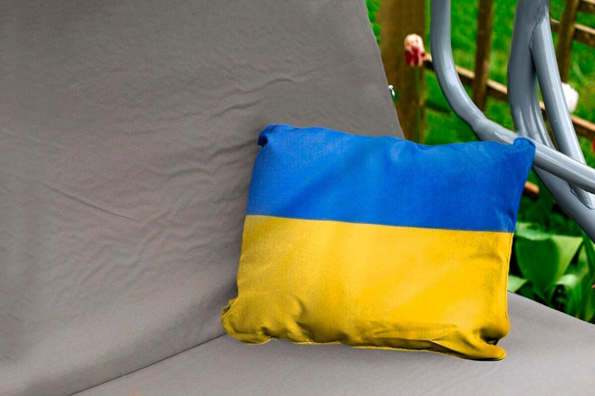 Dekokissen MuchoWow Nahaufnahme Flagge Dekokissenbezug, Outdoor-Dekorationskissen, Kissenhülle Polyester, der der Ukraine,