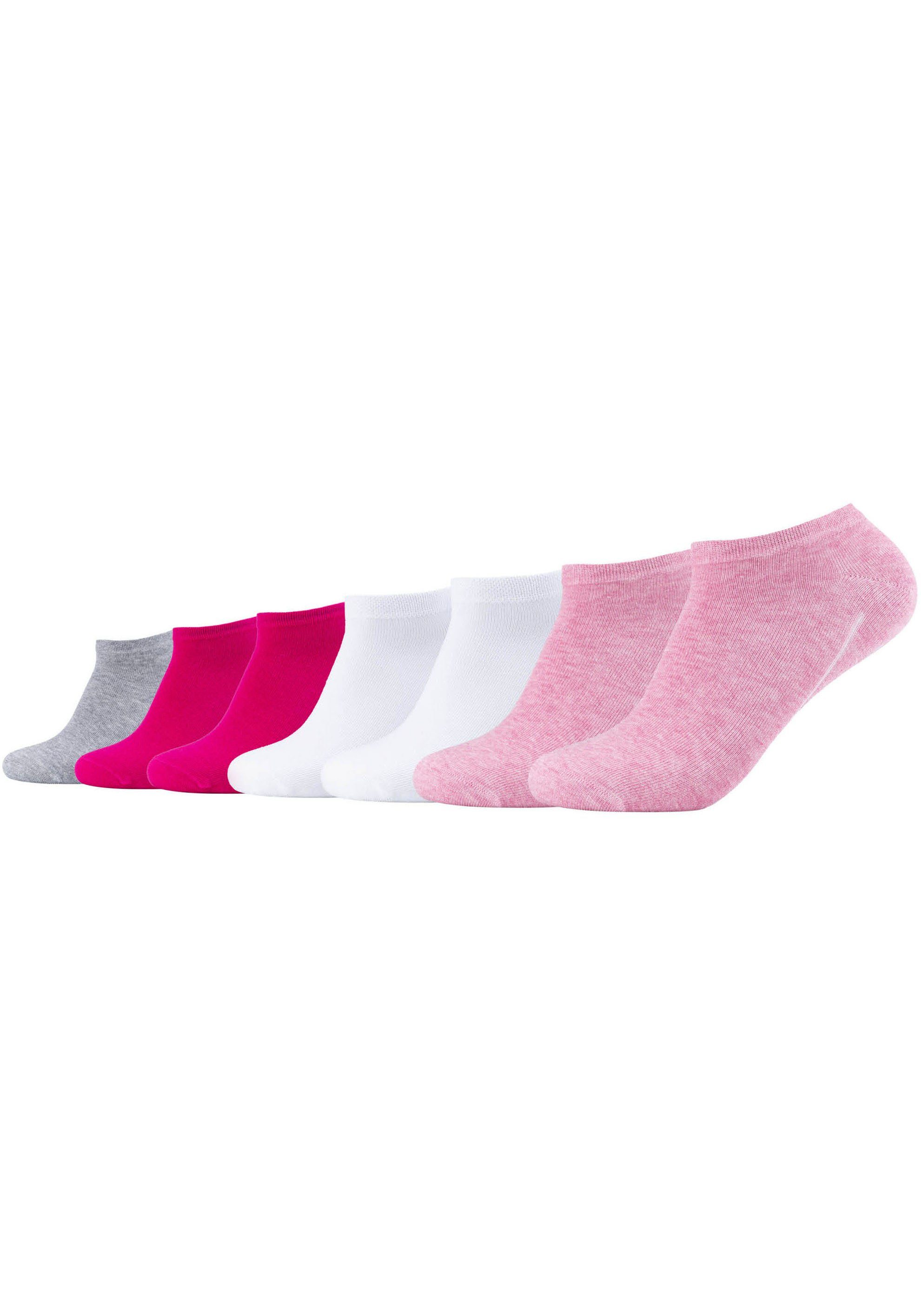 Camano Sneakersocken (Packung, 7-Paar) Nähte drückende Komfortbund pink-meliert weichem ohne Mit