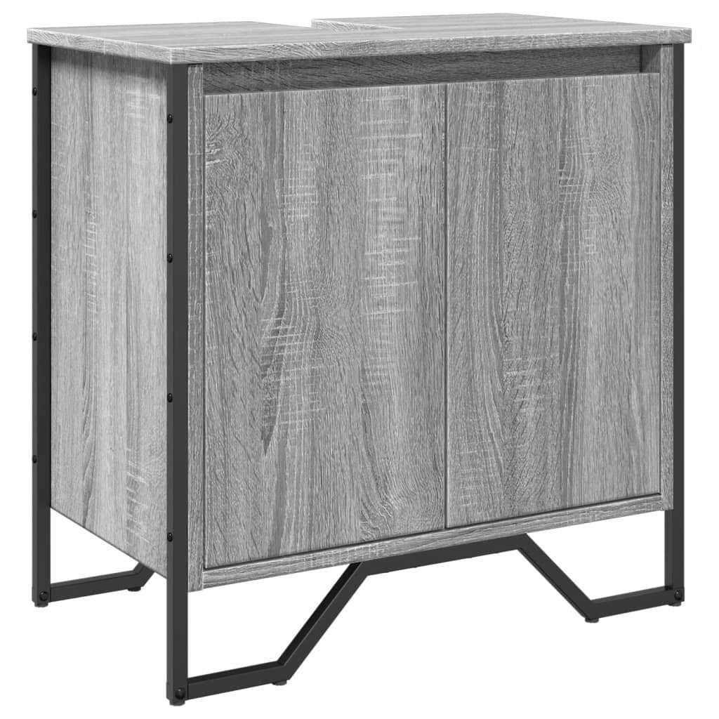 vidaXL Badezimmer-Set Waschbeckenunterschrank Grau Sonoma 60x35x60 günstig online kaufen