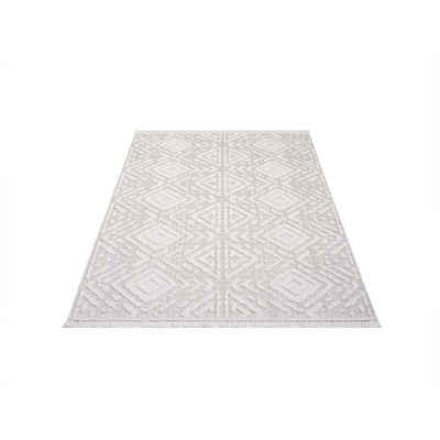 Teppich CLASICO 8926, Carpet City, rechteckig, Höhe: 11 mm, Kurzflor, Hochtief-Muster/ 3D-Effekt Rauten, Fransen, Wohnzimmer