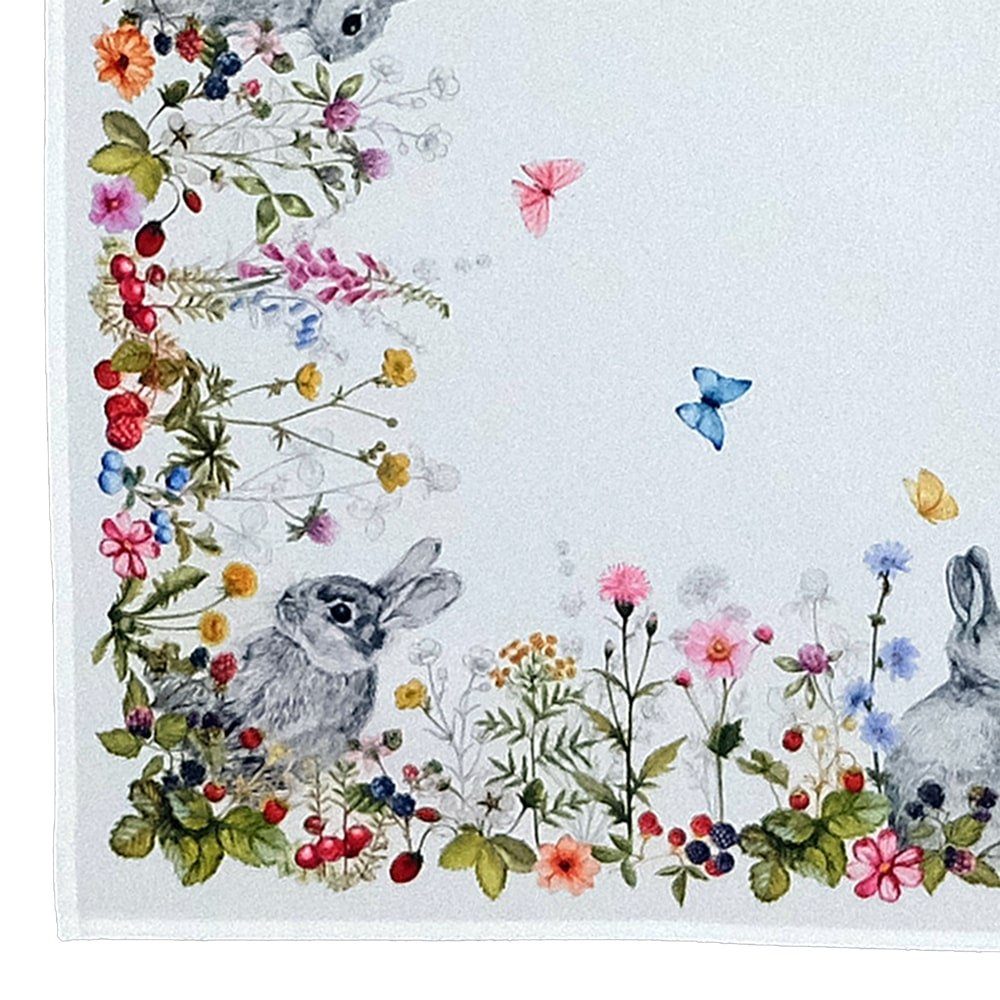 matches21 HOME & HOBBY Tischdecke Tischdecke VIVIEN Ostern Osterhase Blumenwiese Polyester 85 x 85 cm (1-tlg), Pflegeleicht & waschbar bei 30 °C