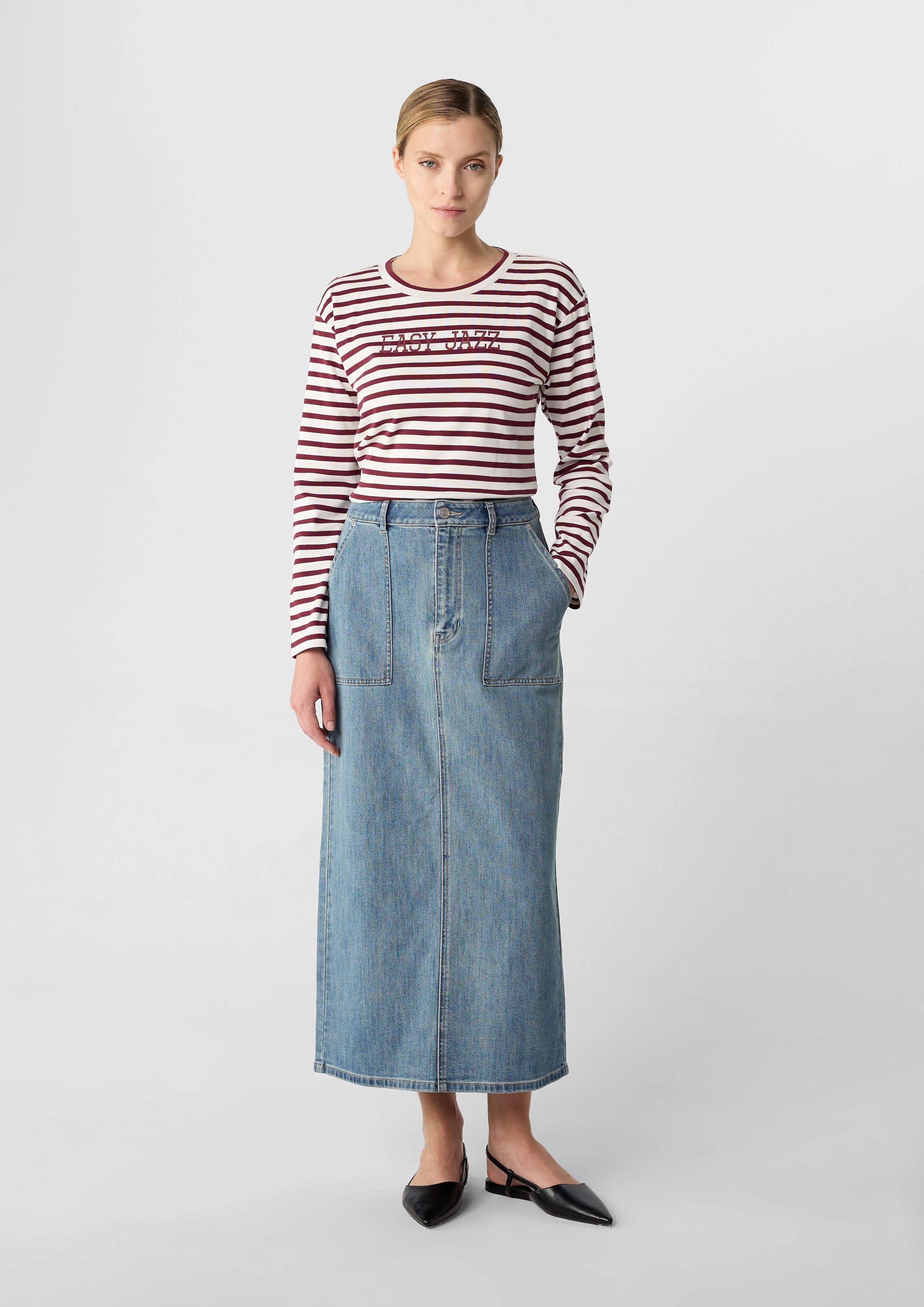 Maxirock Langer Denimrock mit Gehschlitz