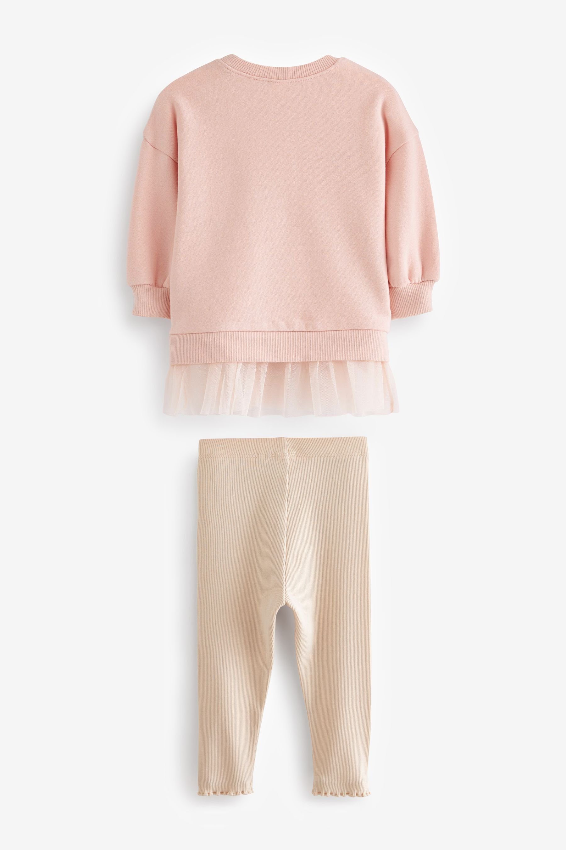 (2-tlg) im und Leggings Shirt Mice Leggings Meshrand Set mit Pink & Sweatshirt Next
