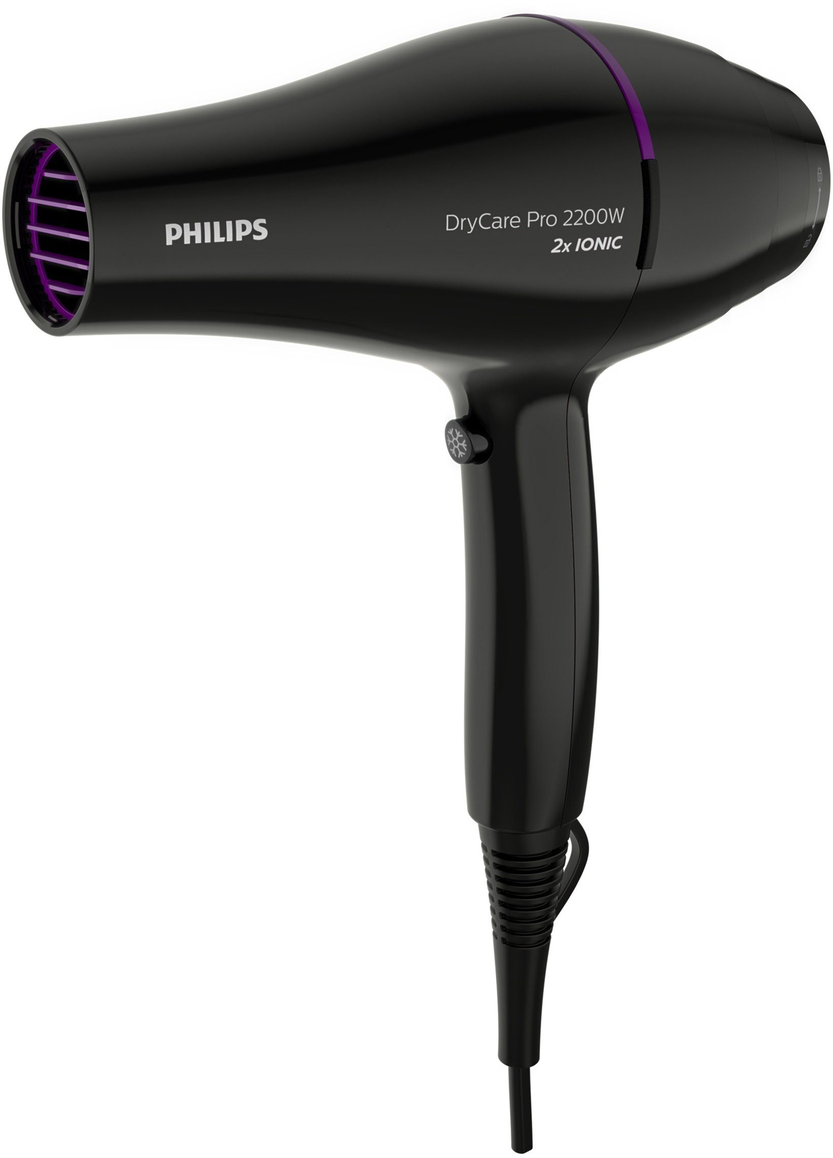 Philips Haartrockner DryCare BHD274/00, 2200 W, Leistungsstarker AC-Motor  und hohe Luftgeschwindigkeit bis 130km/h, Sechs Gebläse- und  Temperatureinstellungen für optimale Kontrolle