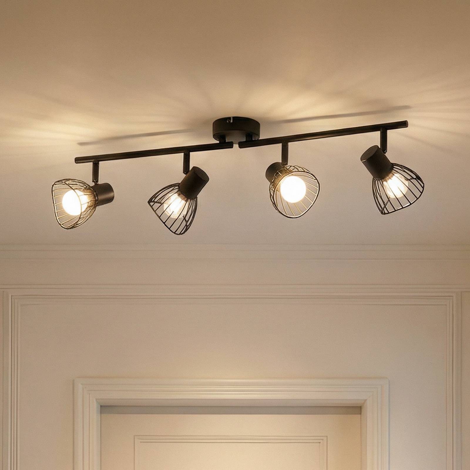 Lindby Deckenleuchten Piena, Metall, Schwarz IP20, 4 x 10 W LED