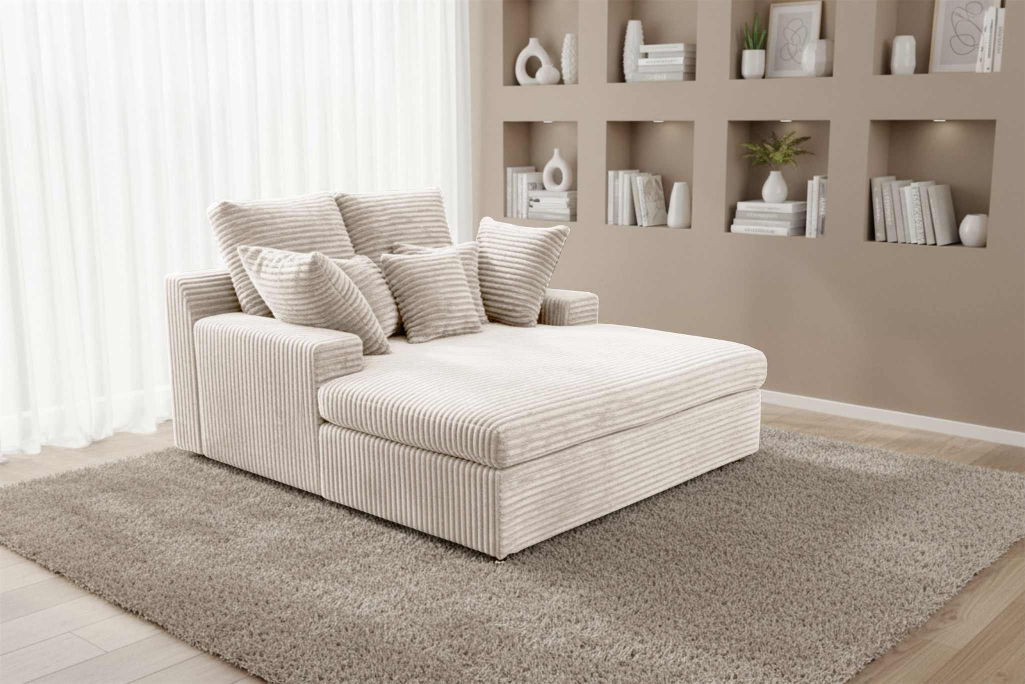 Fun Möbel Chaiselongue Chaiselongue Liege FUN LOREA in Stoff Tilia, inkl. Zierkissen und Rückenkissen, Rundumbezug