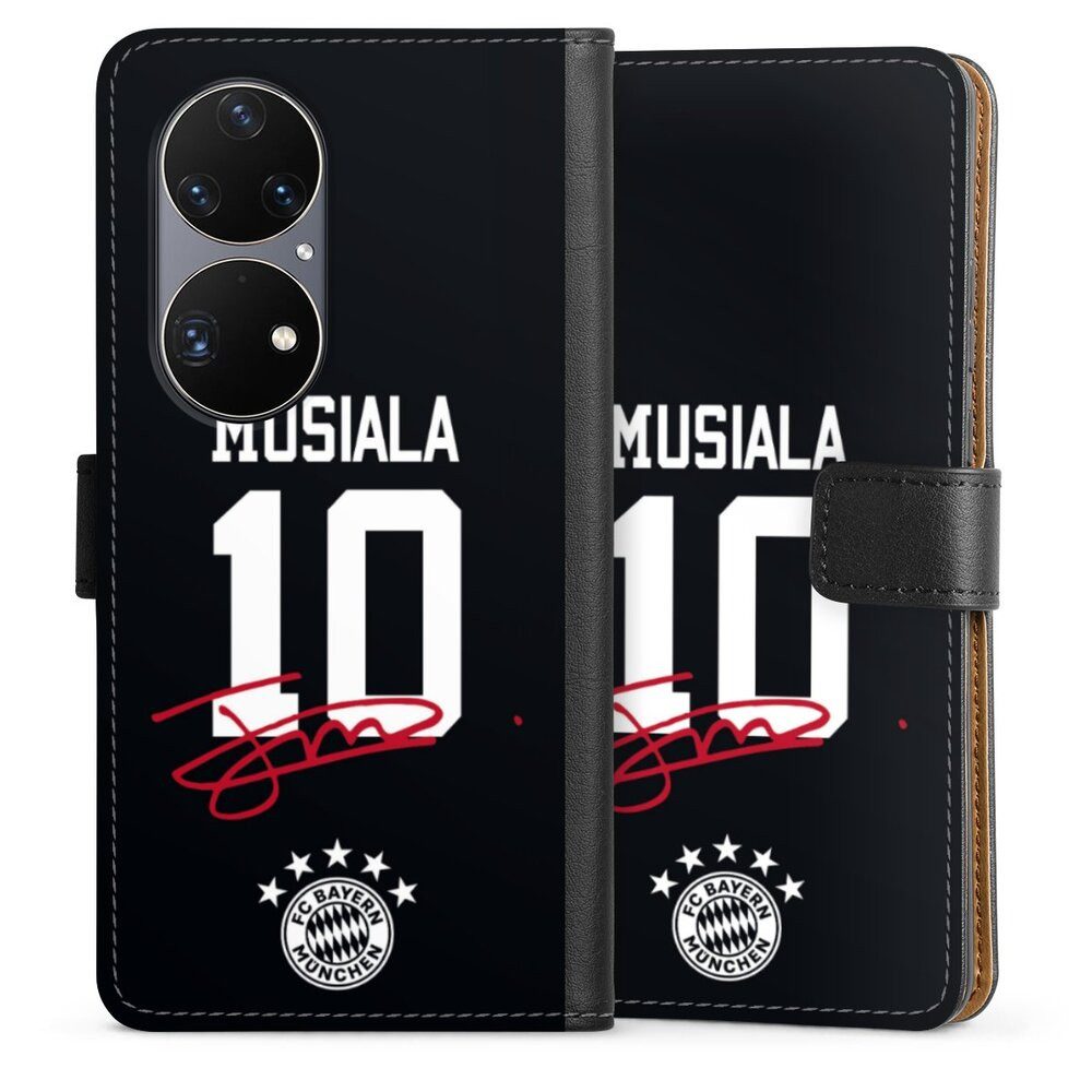 DeinDesign Handyhülle FC Bayern München Jamal Musiala FCB Musiala 10, Huawei P50 Pro Hülle Flip Case Klapphülle Handytasche Leder