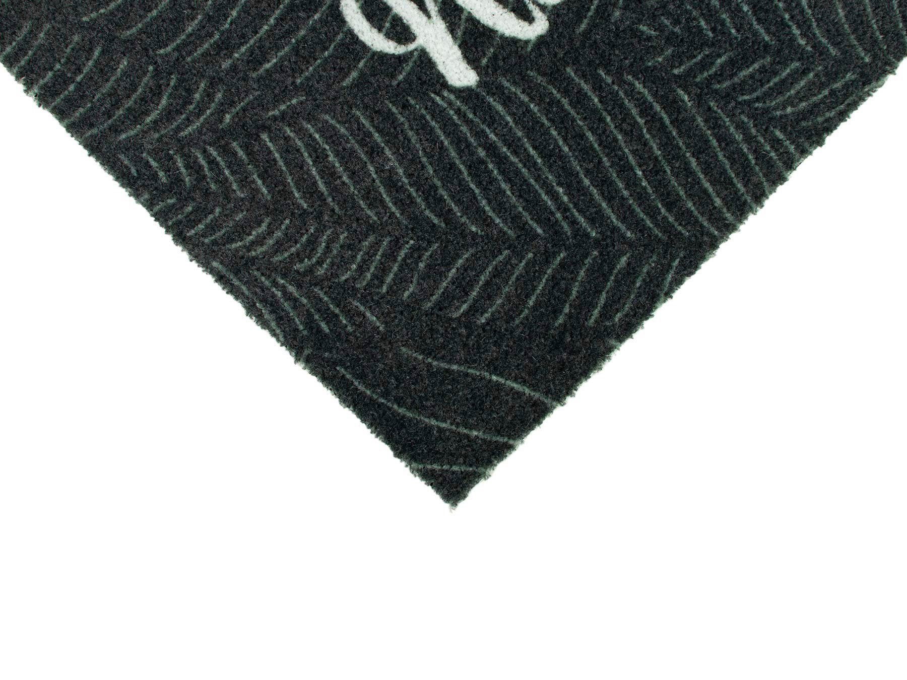Fußmatte Schmutzfangmatte Textil, in 7 mm, Schmutzfangmatte, rechteckig, waschbar mit COUNTRY, Spruch, grün Nature, Kokos-Optik, rutschhemmend, Höhe: Primaflor-Ideen