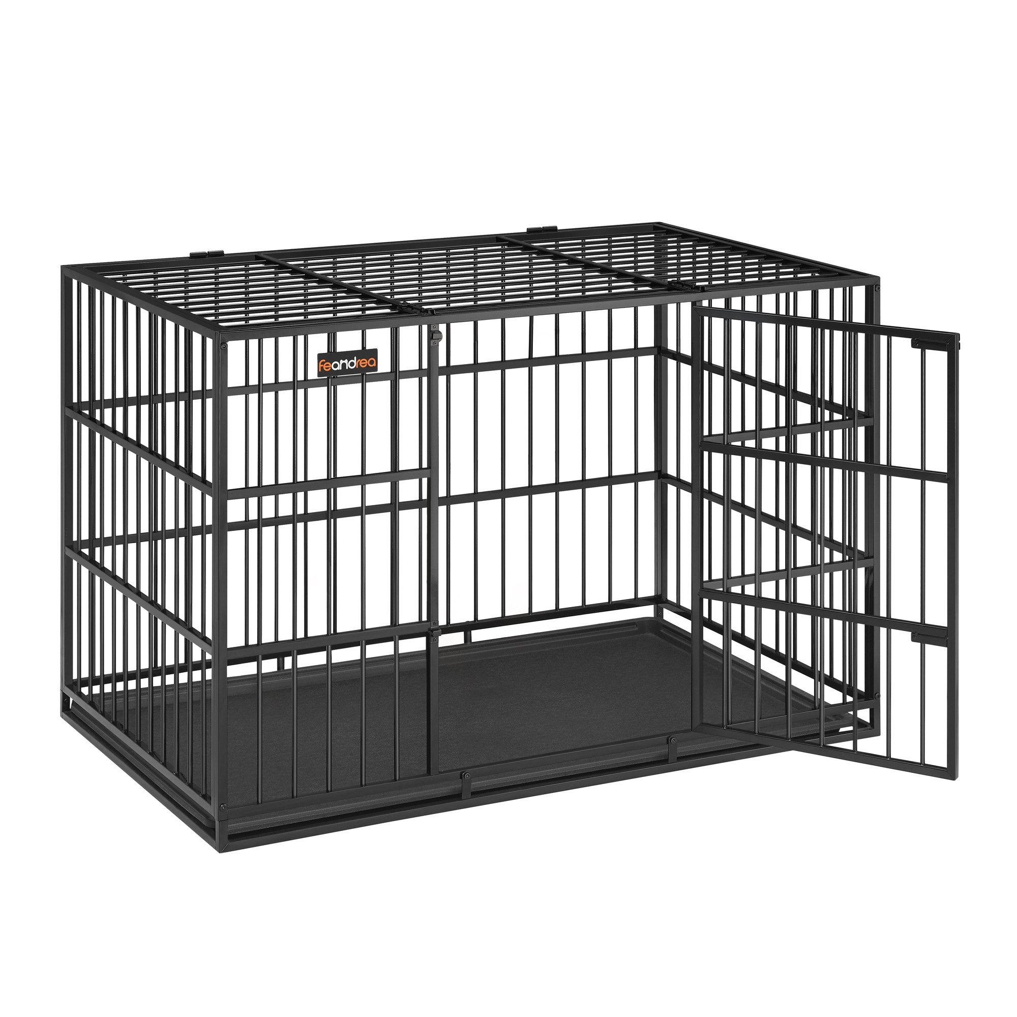 FEANDREA Tiertransportbox hochbelastbar, Hundebox, mit herausnehmbarer Bodenschale, leicht zu reinigen, Haustierkäfig, 122 x 75 x 80 cm