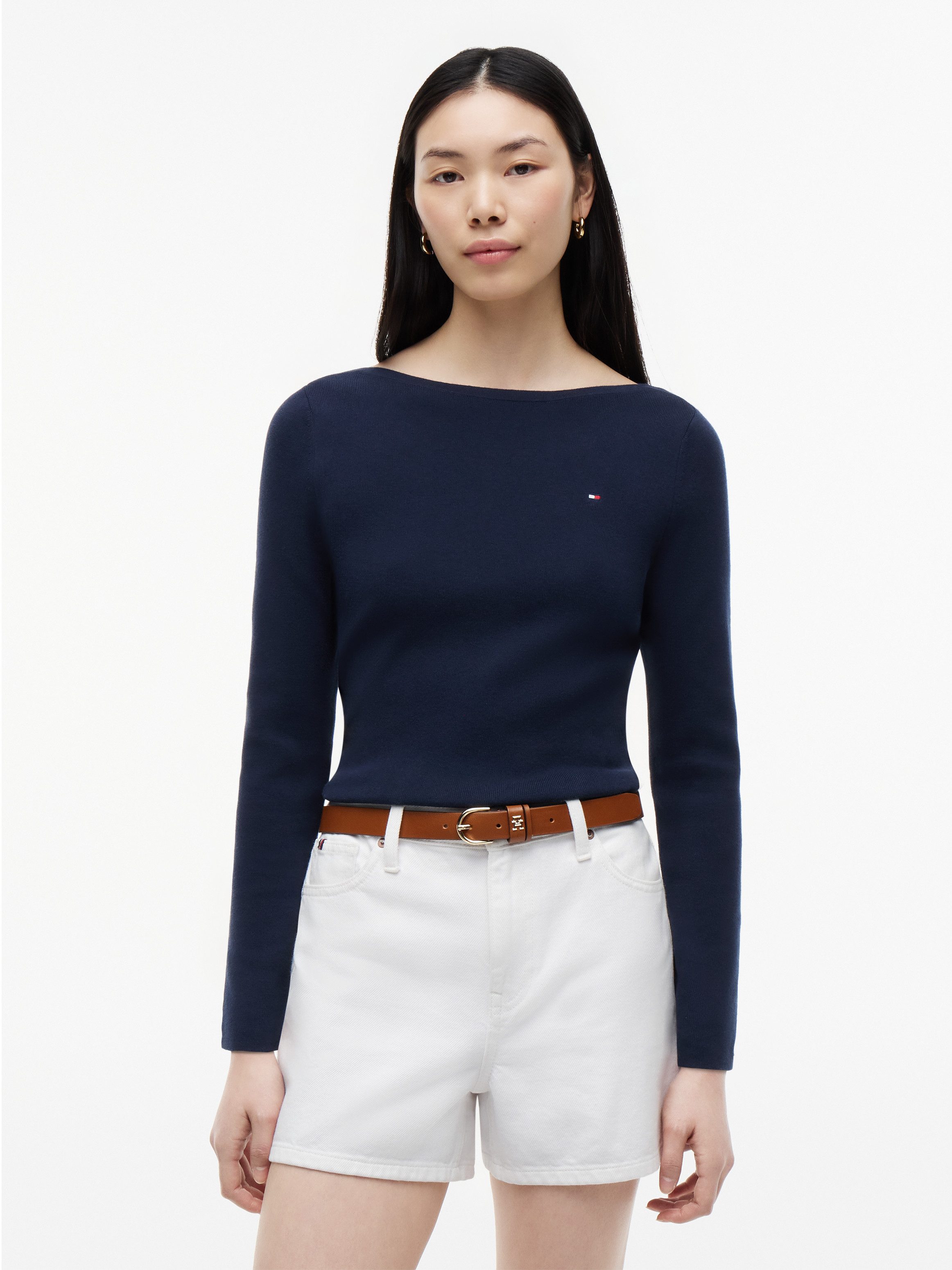 Tommy Hilfiger Strickpullover FULL NEEDLE BOAT-NK LS SWT Baumwollmischung