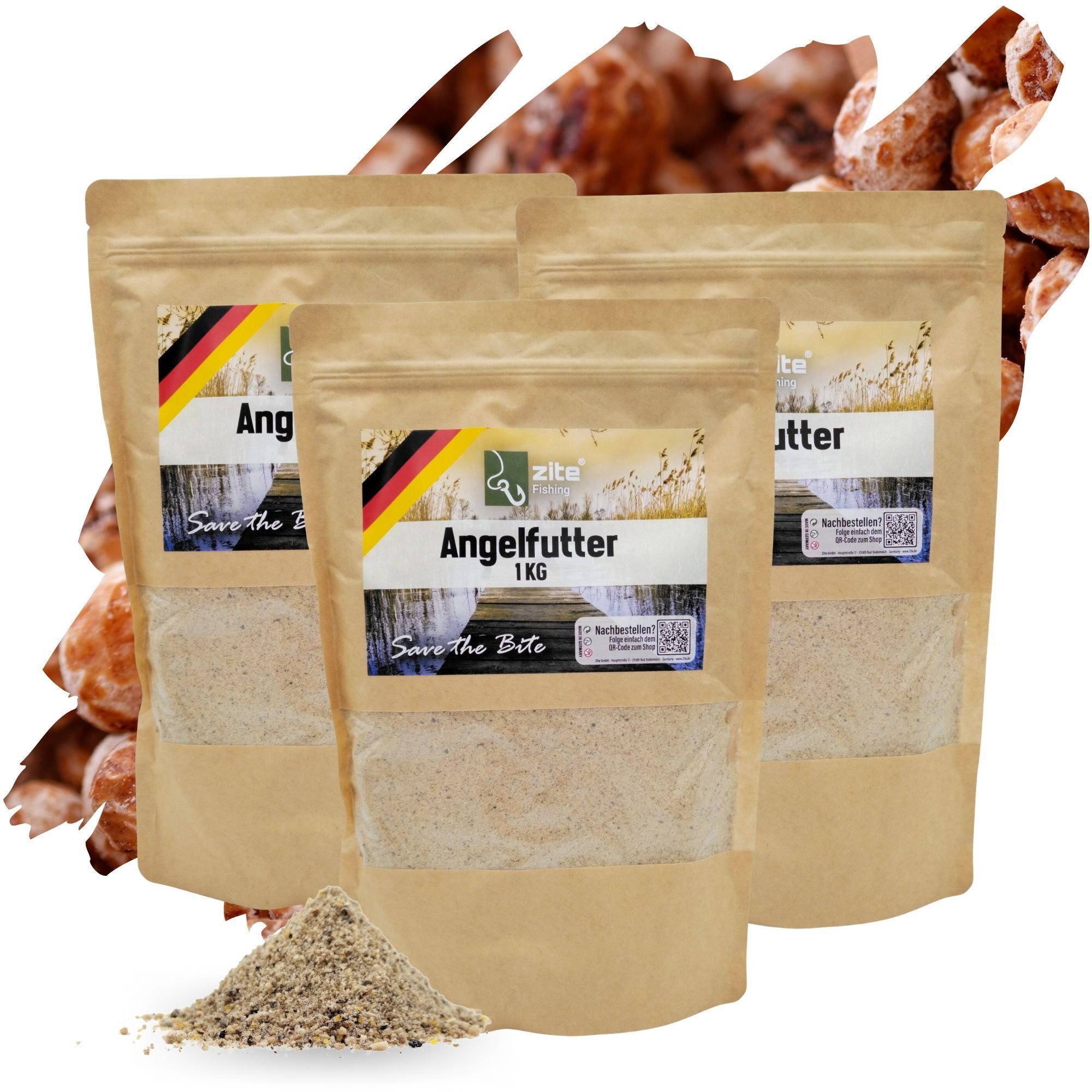 Kunstköder Grundfutter Set 3x1 kg Powerbait Angelfutter 7 Aromen Karpfenfutter