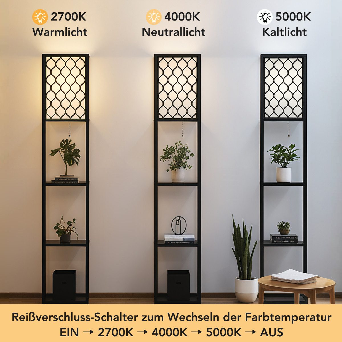 Simloveve LED Stehlampe Stehleuchte mit Regal, günstig online kaufen