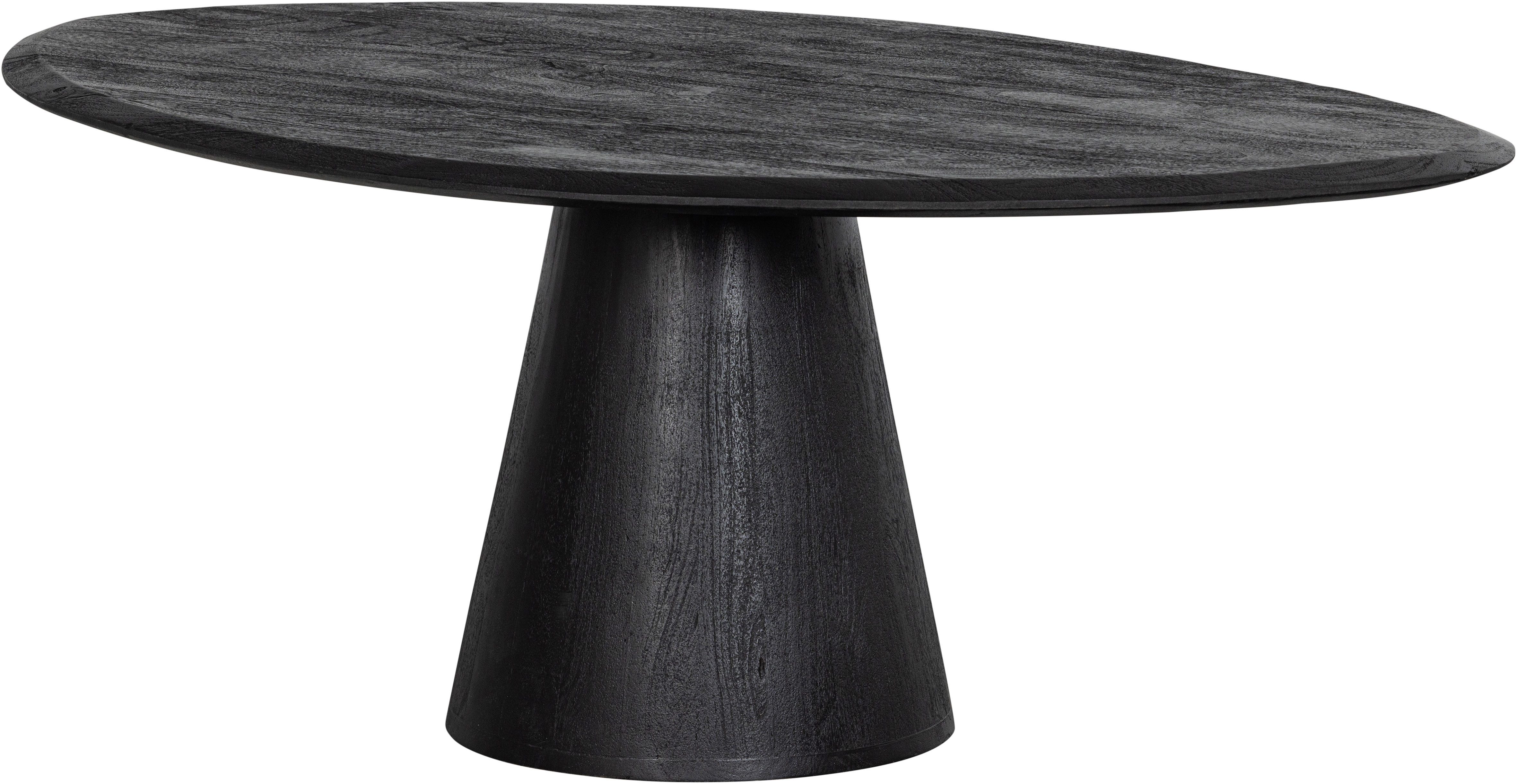 WOOOD Couchtisch Posture aus Mangoholz mit organischer Platte und Standfuß 120x80x47 cm, Tragkraft 15 kg, Standfuß Ø 19–39 cm, Plattendicke 3 cm
