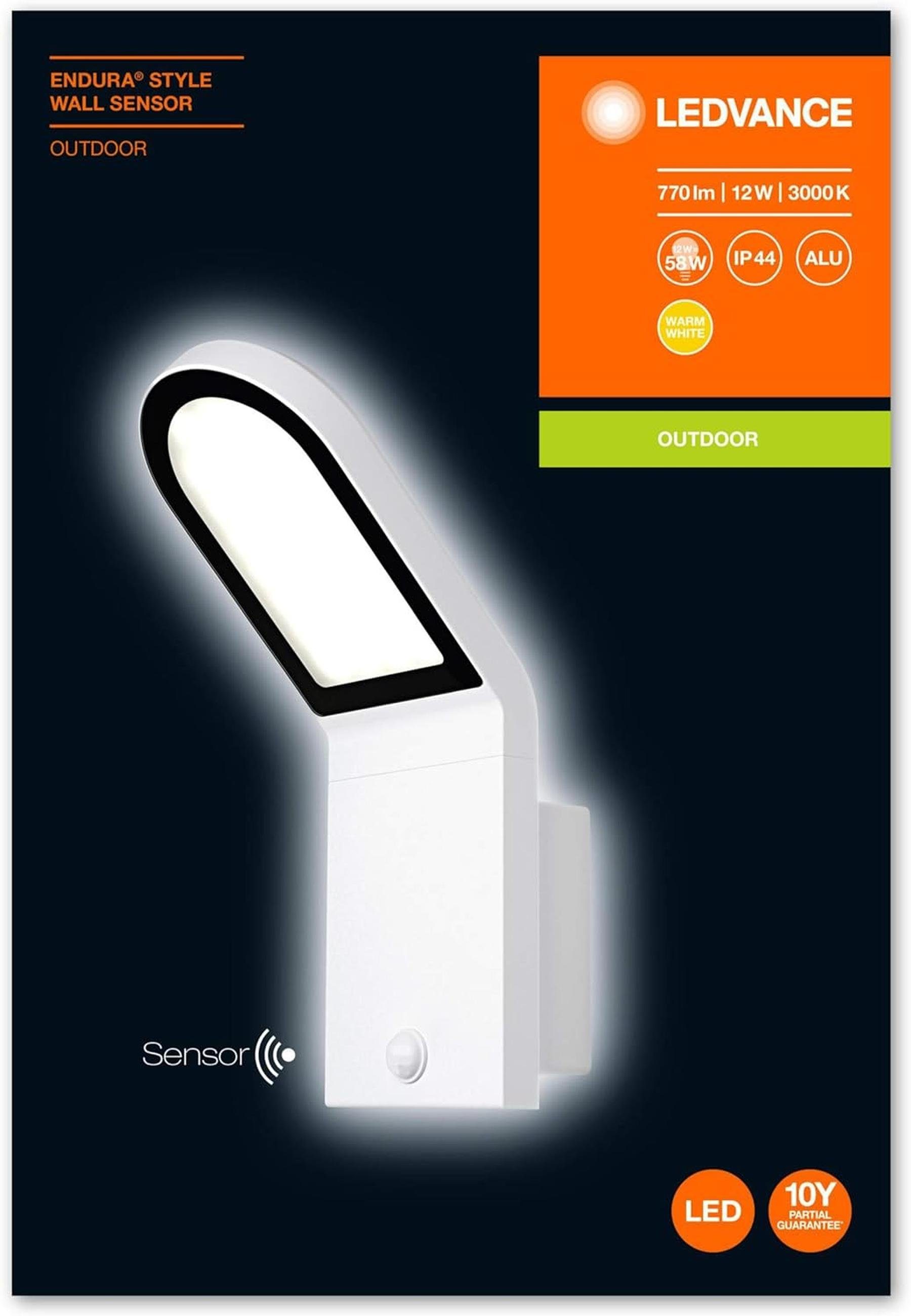 LED Ledvance wechselbar, warmweiss, Sensor, Led Außenlicht bewegungssensor mit Ledvance Außen-Wandleuchte