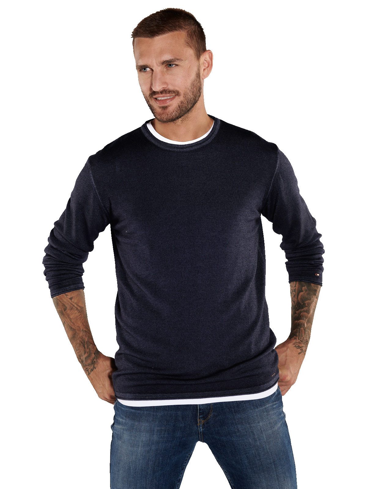 emilio adani Rundhalspullover Pullover uni