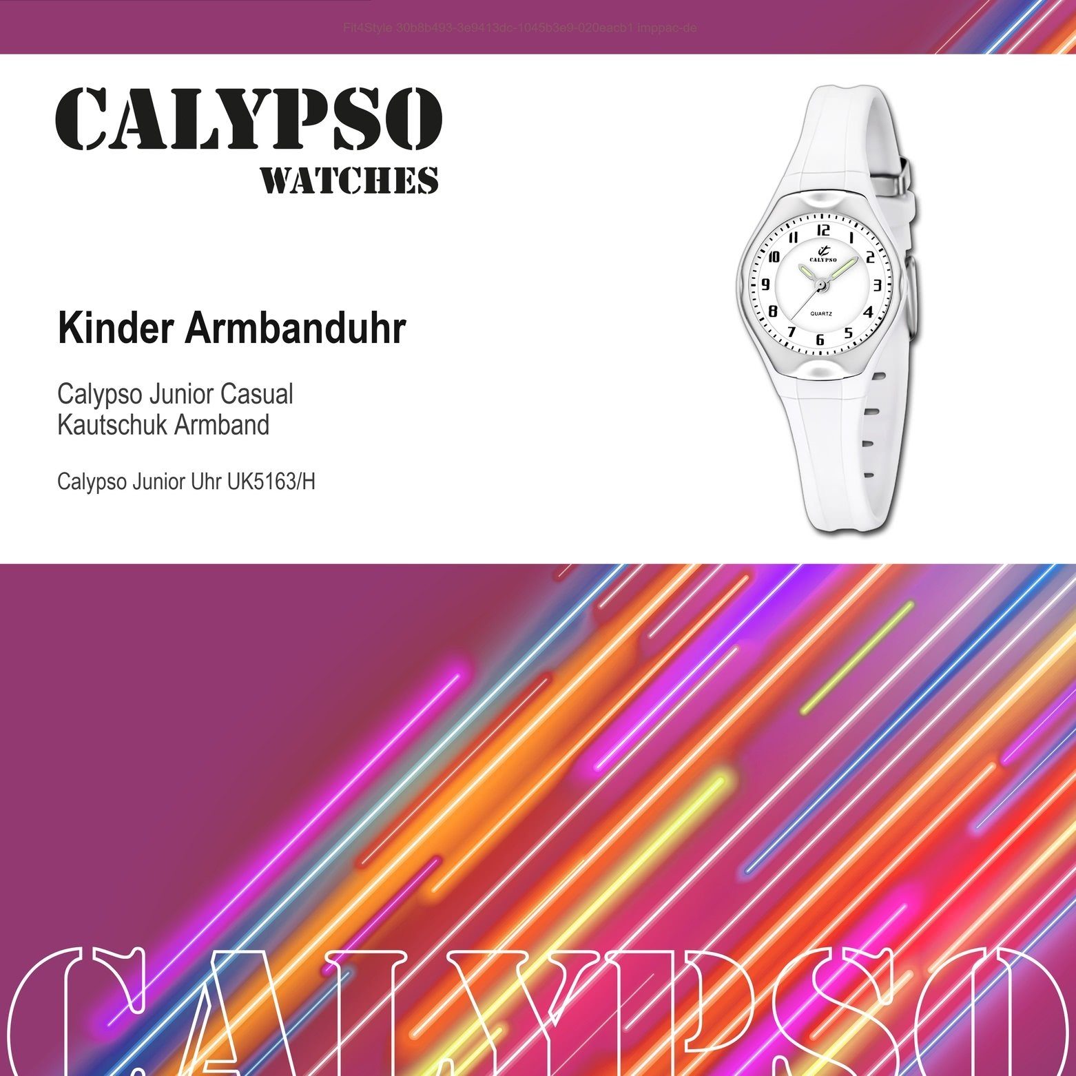 WATCHES Kinder Kinder Uhr Casual Quarzuhr rund, Kautschukarmband Kunststoffband, weiß, CALYPSO Armbanduhr K5163/H Calypso