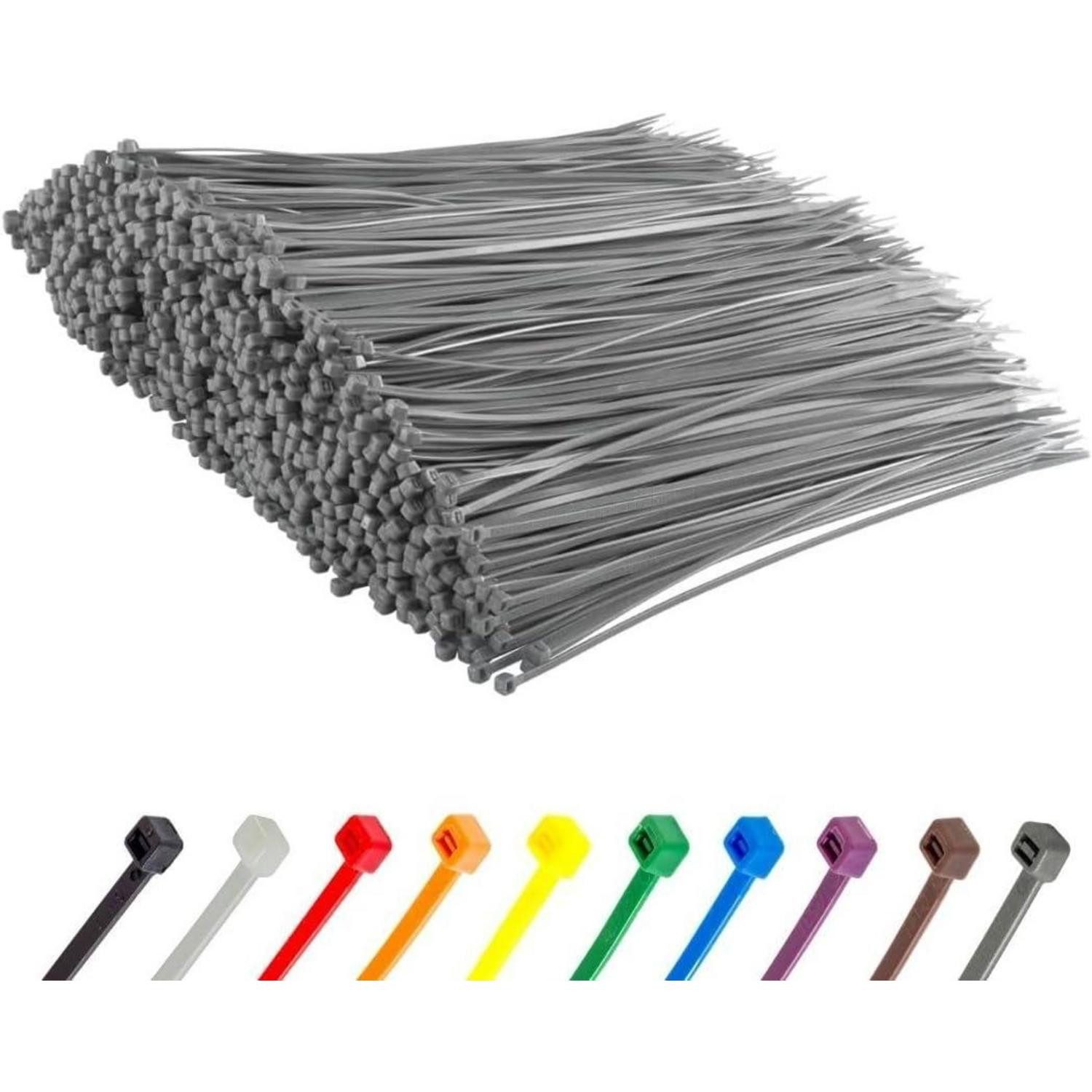 LuxusKollektion Kabelbinder Kabelbinder 1000 Stück 22,2kg Zugfestigkeit UV 200 mm x 4,8 mm Silber