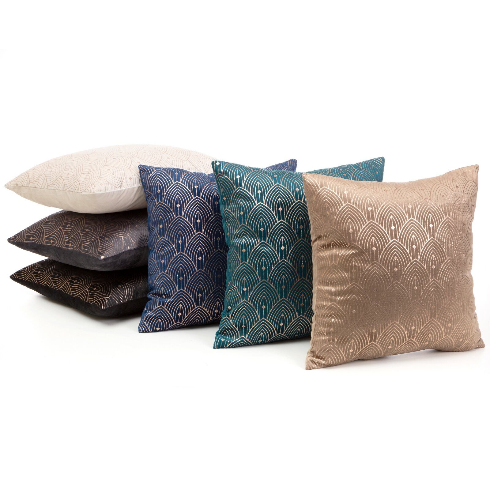 Design91 Kissenbezug AGNES, Glamouröse Kissenbezüge, elegante Sofakissen, goldenes Muster